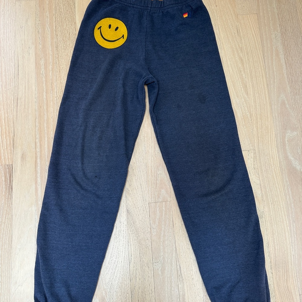 Aviator Nation Kids Navy Blue Smiley 😊 Face Joggers